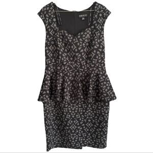 Forever 21 Plus Size Sweetheart Neck Peplum Dress Black and Grey Size 2x